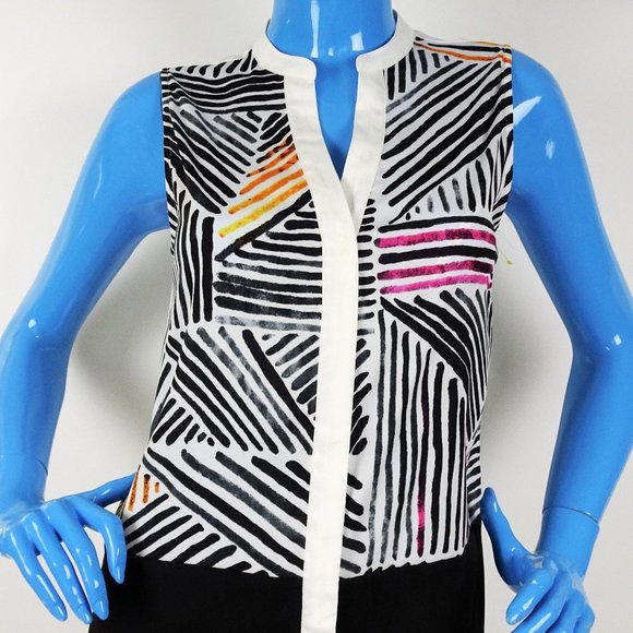 Ivanka Trump Sleeveless Blouse S 4 6 Shirt Geo - Picture 4 of 7